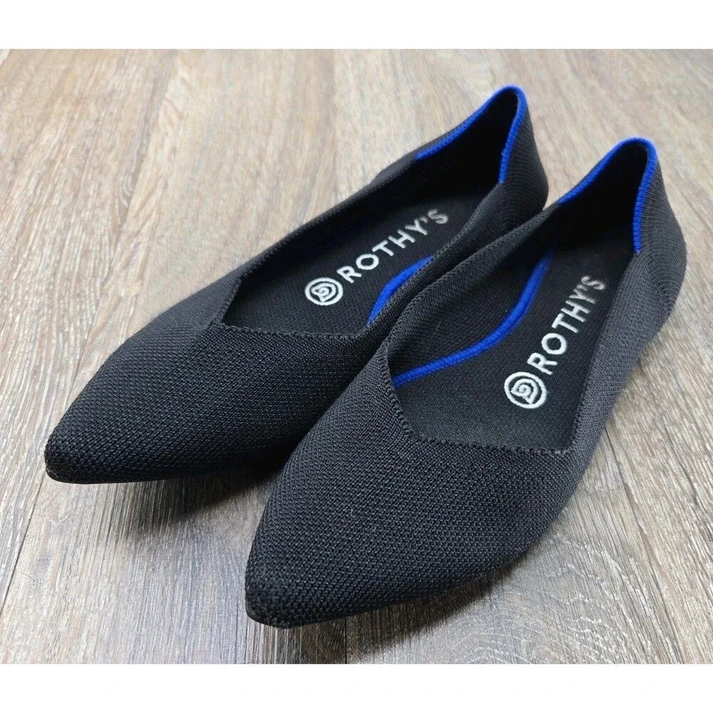 Rothy's The Point Flats Black Ballet Black Women's Size 7